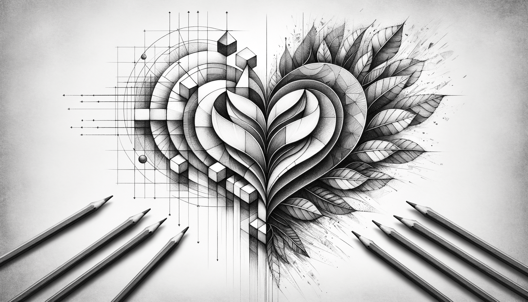 Geometric Gratitude: A Heart's Peaceful Transition in Sketches - Teo Teglia Art