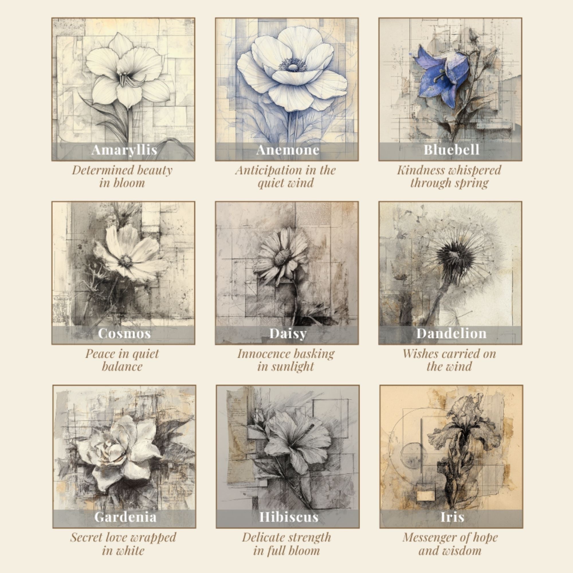 Freebie Flower Language Scrapbook Kit - 10 Pack by Teo Teglia Art