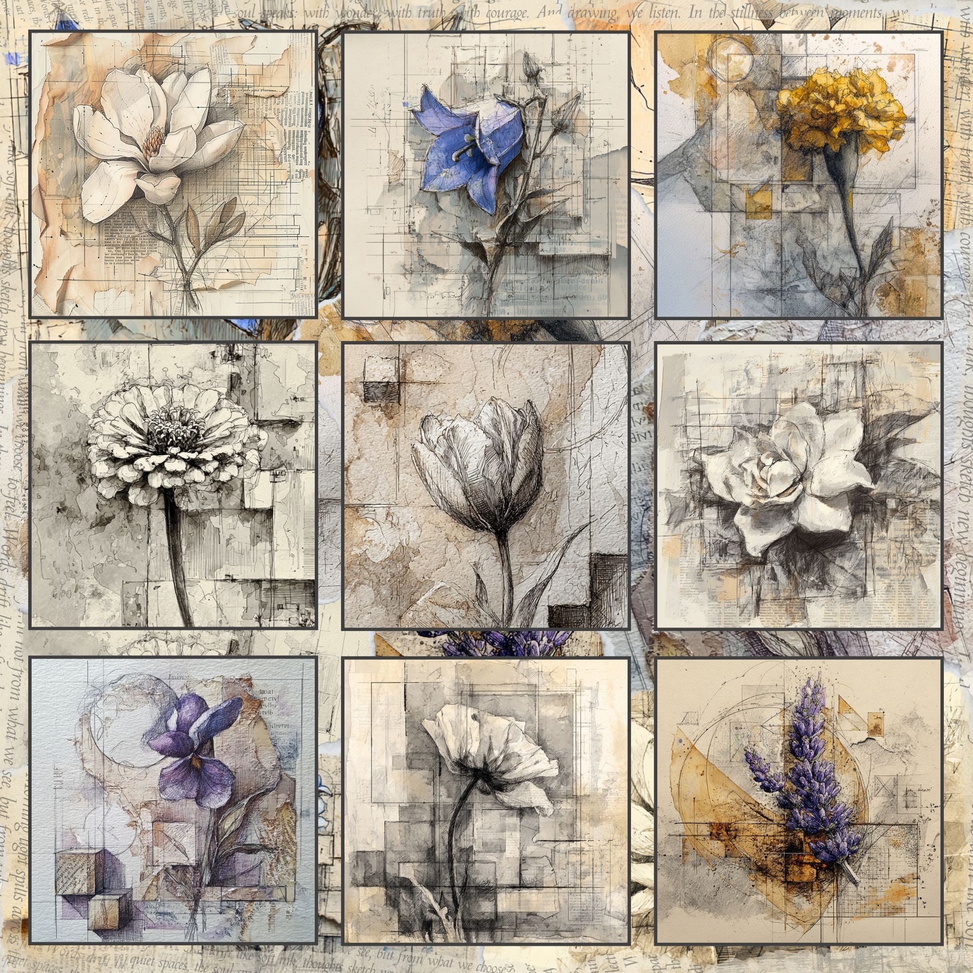 Freebie Flower Language Scrapbook Kit - 10 Pack by Teo Teglia Art