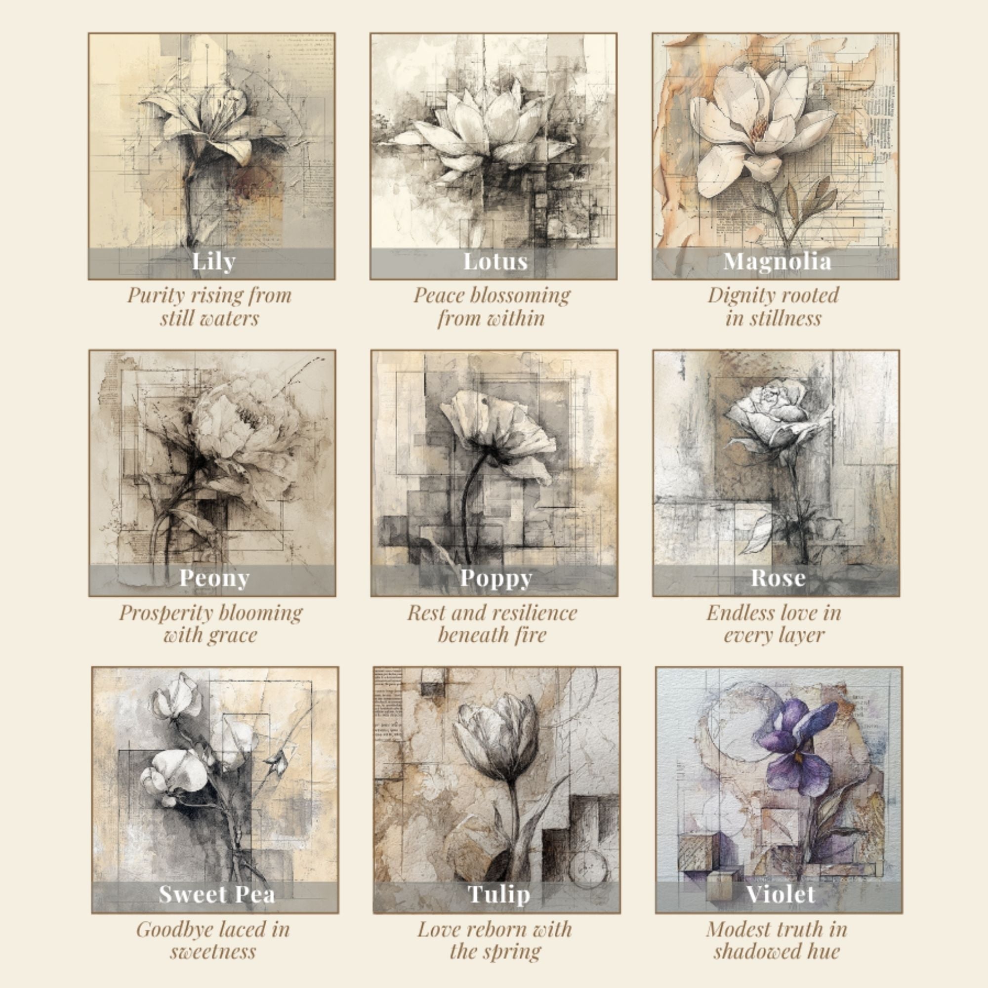 Freebie Flower Language Scrapbook Kit - 10 Pack by Teo Teglia Art