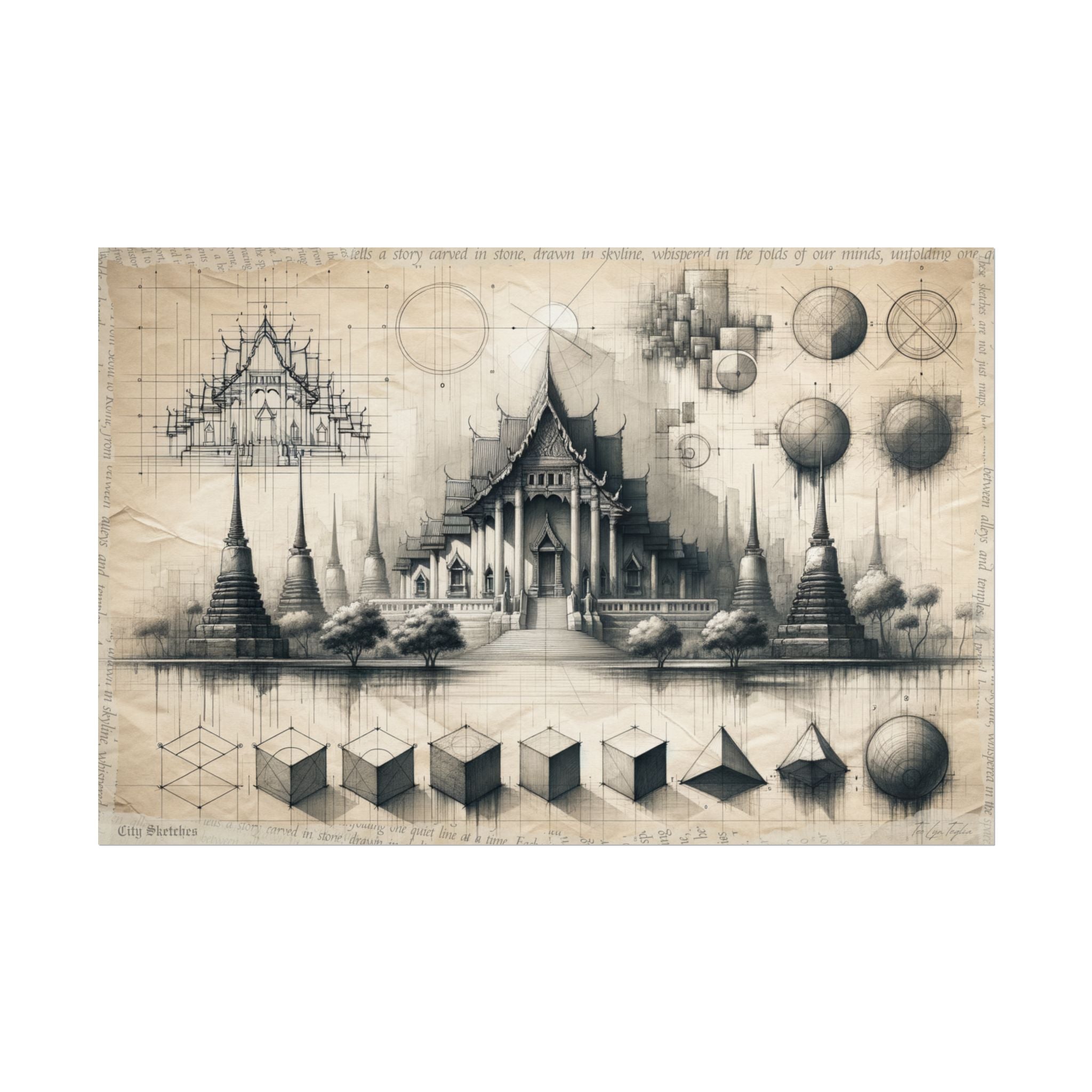 "From Geometry to Cityscape: A Pencil Evolution" - Art Print by Teo Teglia Art
