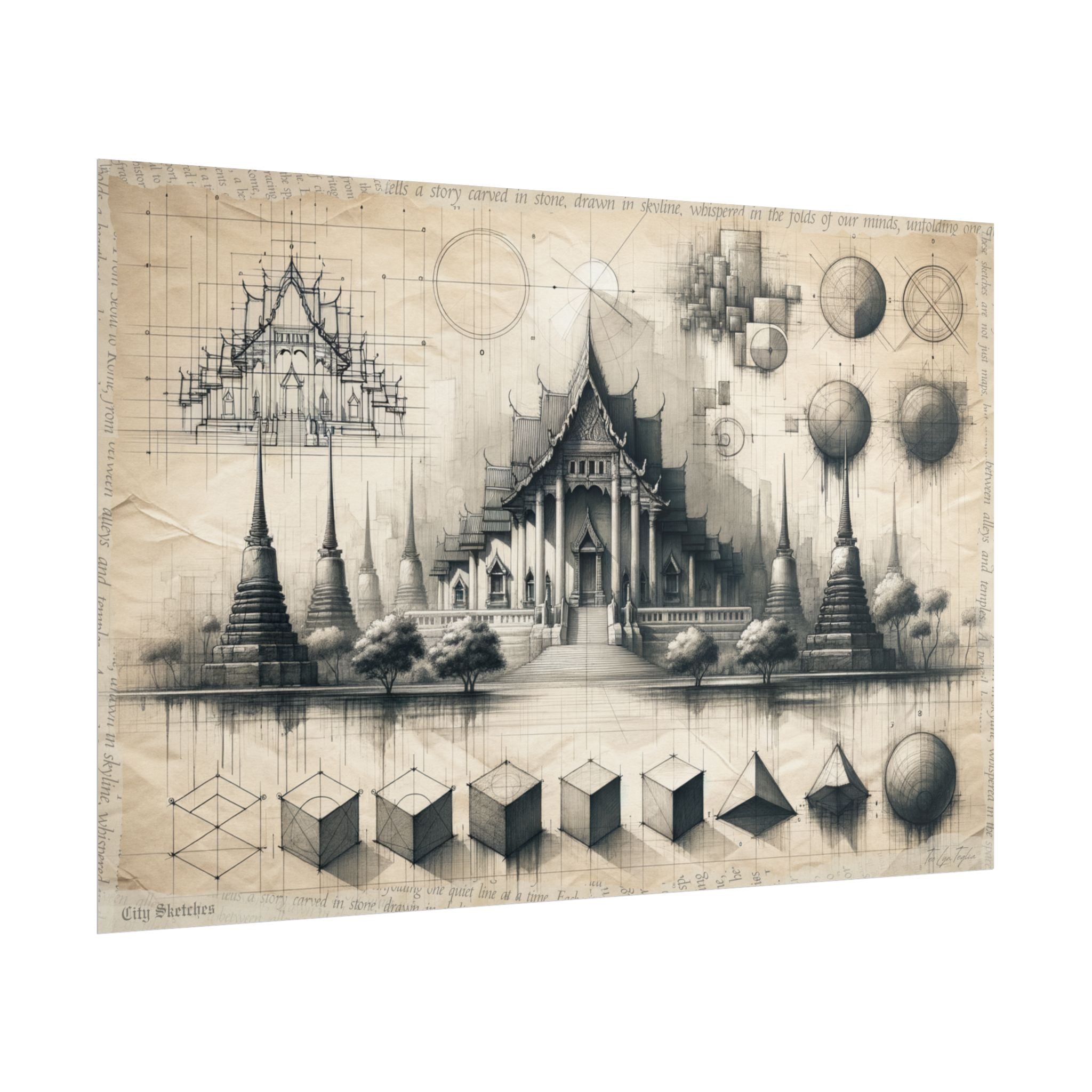 "From Geometry to Cityscape: A Pencil Evolution" - Art Print by Teo Teglia Art