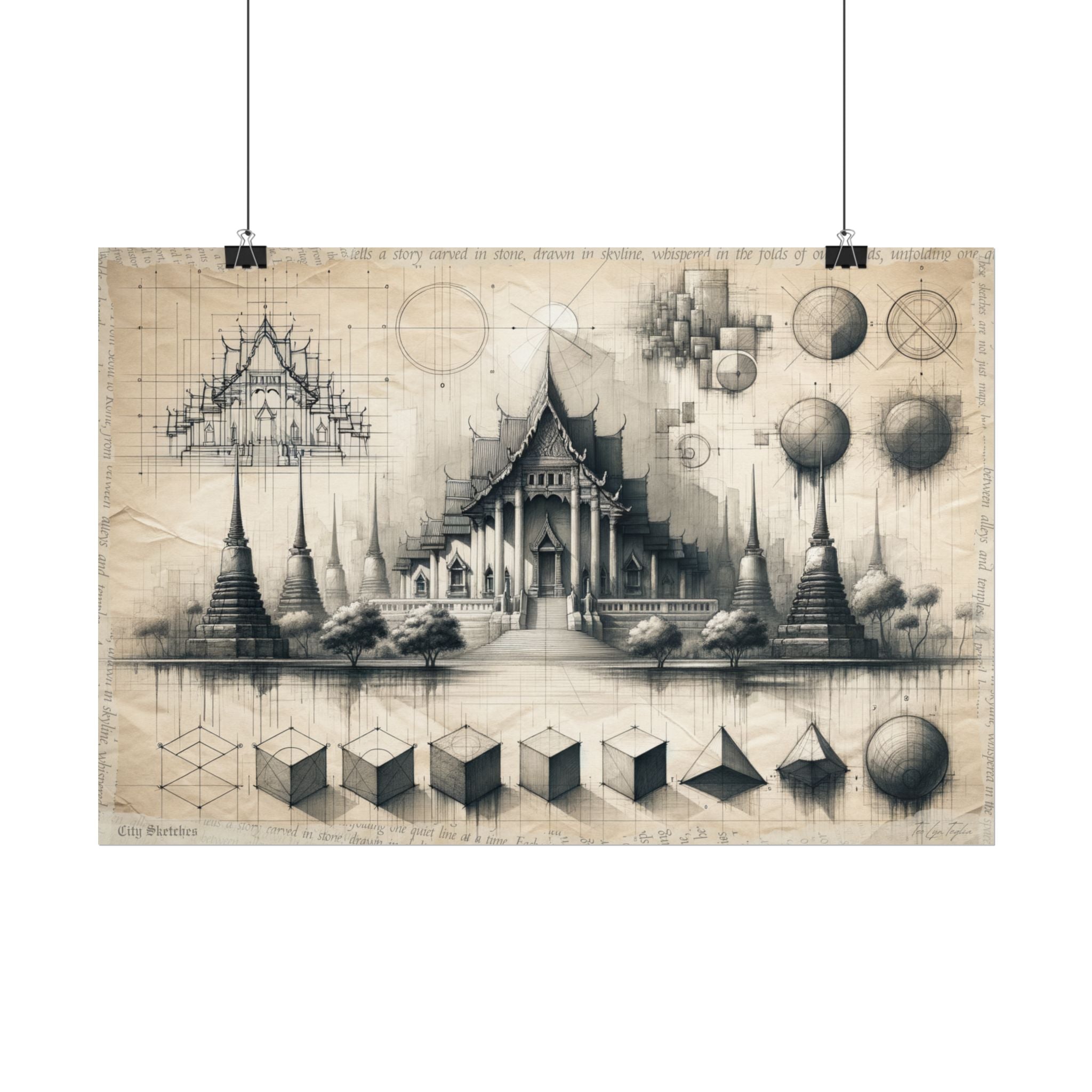 "From Geometry to Cityscape: A Pencil Evolution" - Art Print by Teo Teglia Art