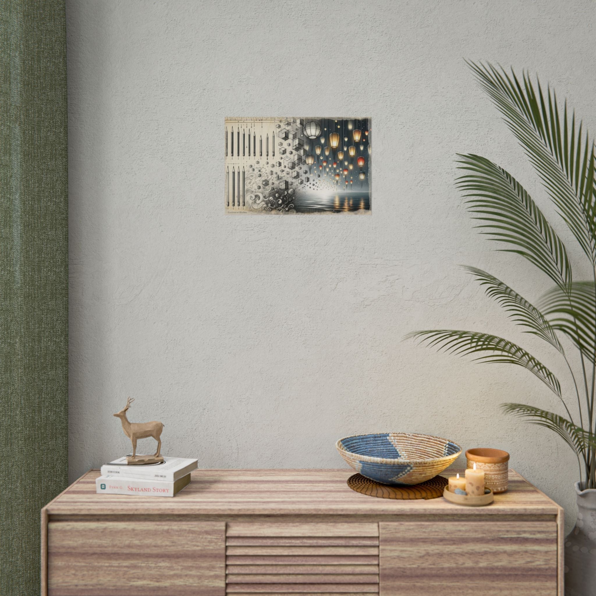 Geometric Whispers to Lantern Seas - Art Print by Teo Teglia Art