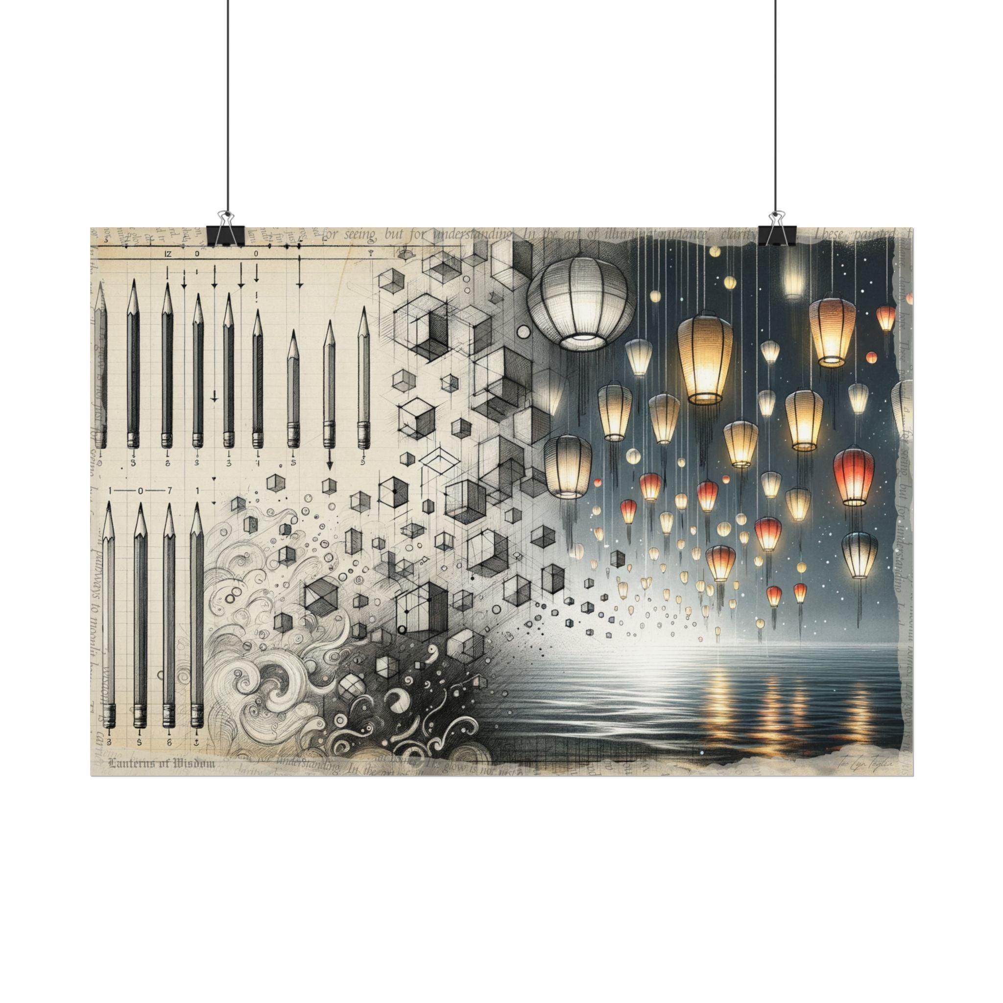 Geometric Whispers to Lantern Seas - Art Print by Teo Teglia Art