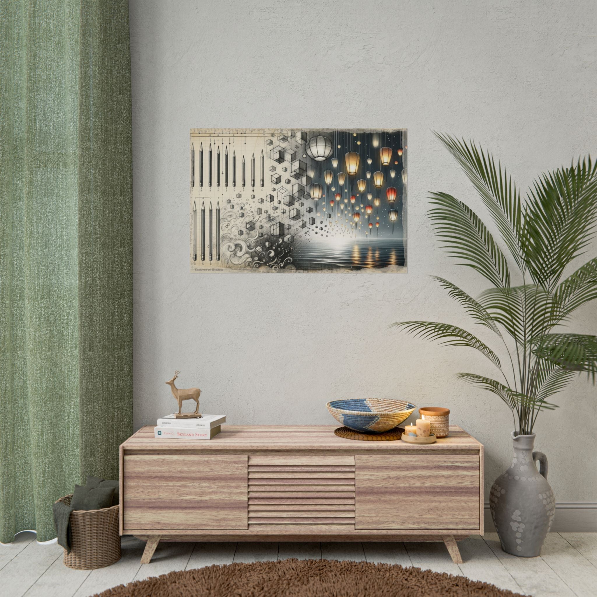 Geometric Whispers to Lantern Seas - Art Print by Teo Teglia Art