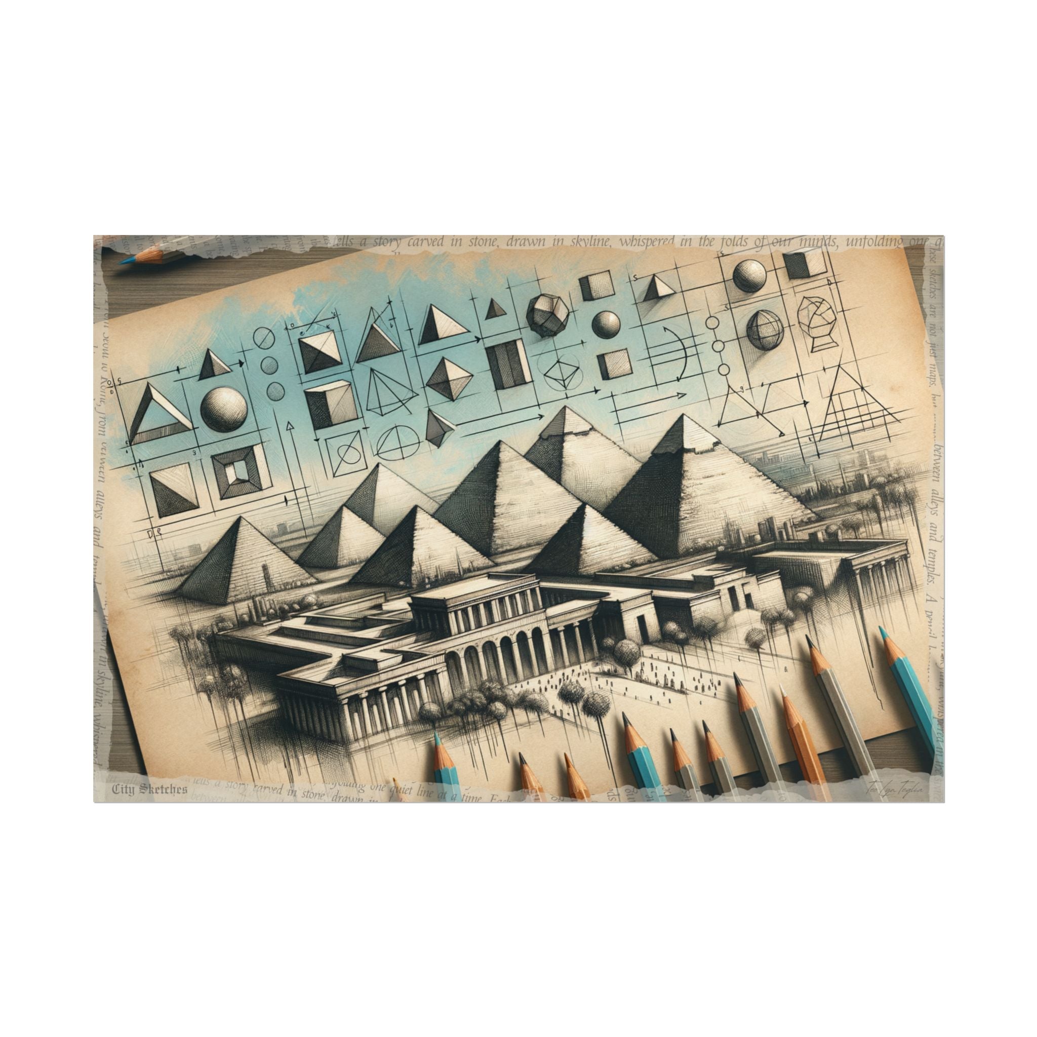 "Geometry Unveils Giza" - Art Print by Teo Teglia Art
