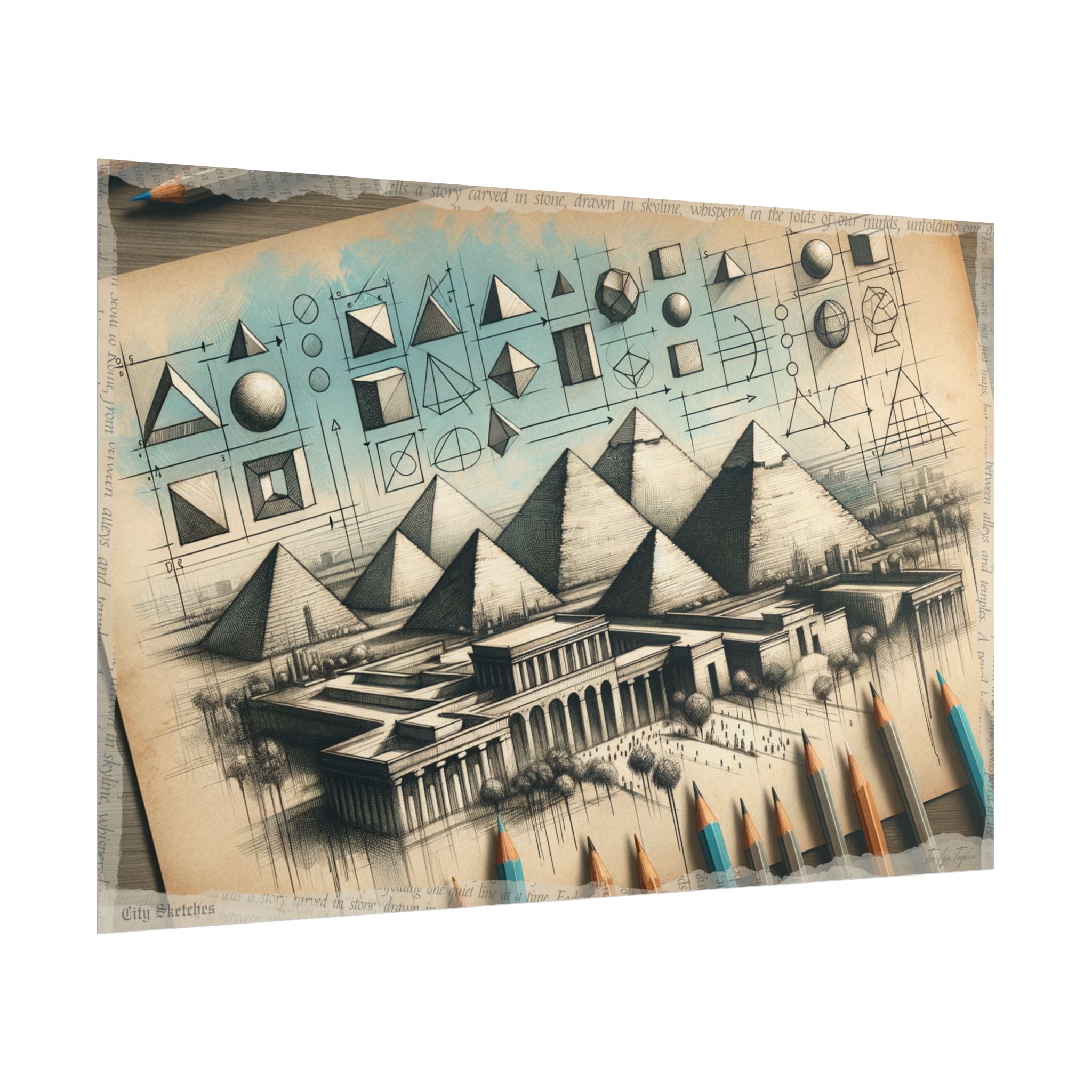 "Geometry Unveils Giza" - Art Print by Teo Teglia Art