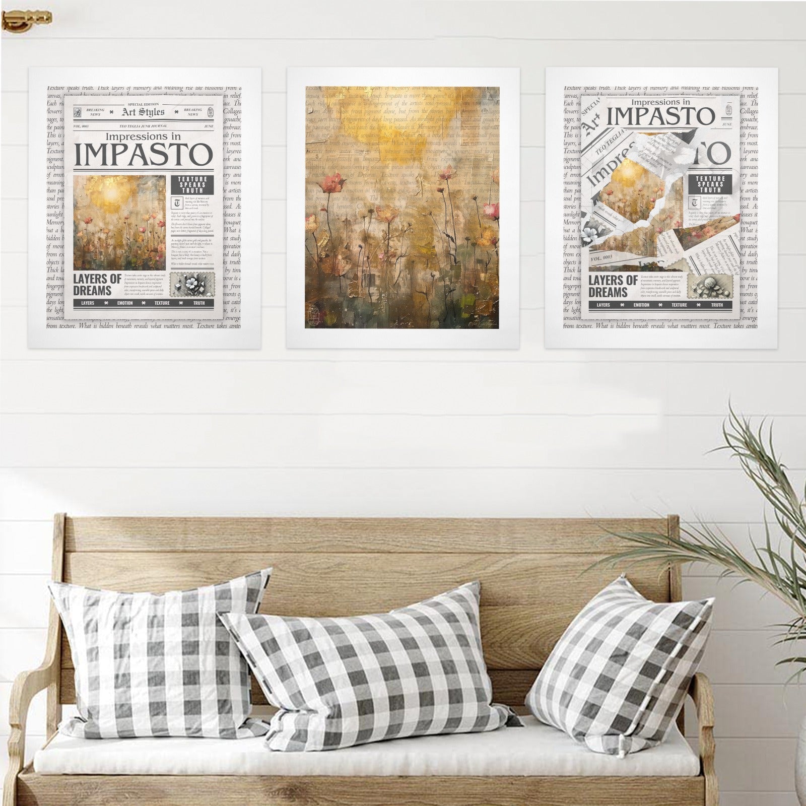 Impressions in Impasto - Gallery Art Print Set of 3 by Teo Teglia Art