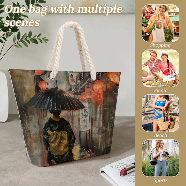 Kyoto - Hemp Rope Tote Bag by Teo Teglia Art