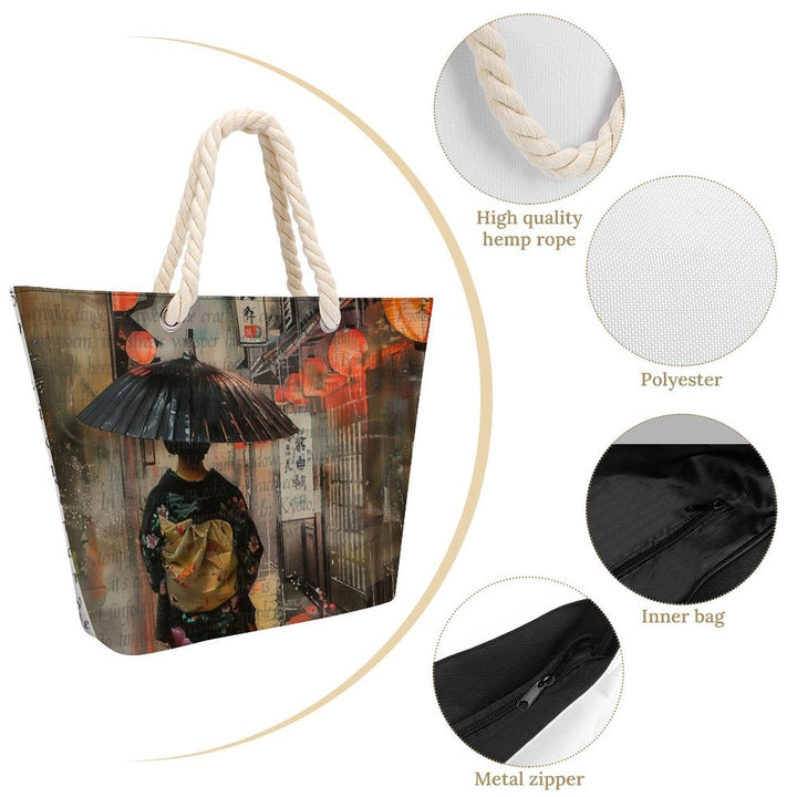 Kyoto - Hemp Rope Tote Bag by Teo Teglia Art
