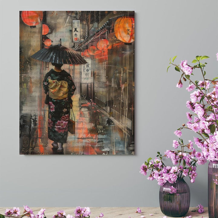 Kyoto - Lantern Painting Canvas by Teo Teglia Art