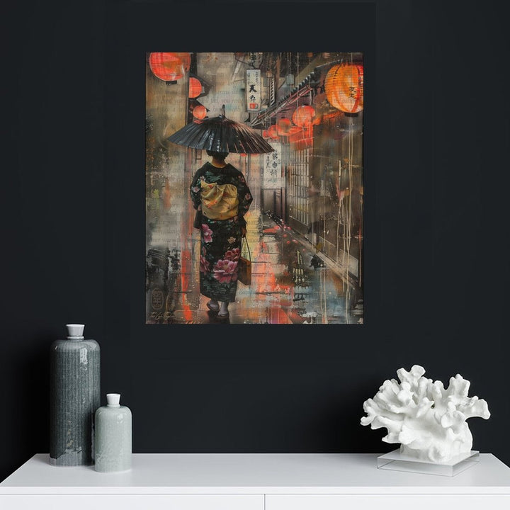 Kyoto - Lantern Painting Canvas by Teo Teglia Art