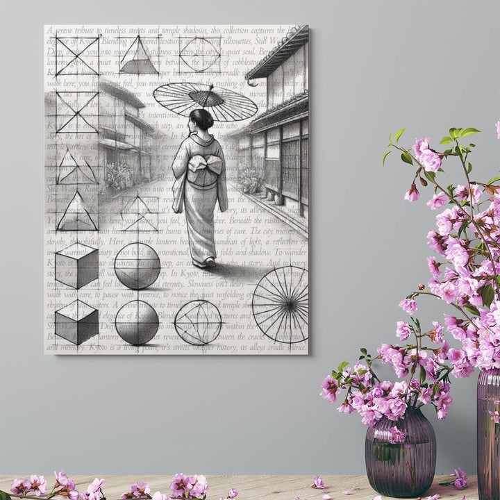 Kyoto - Pencil Sketch on Canvas by Teo Teglia Art
