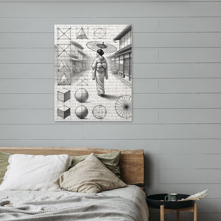 Kyoto - Pencil Sketch on Canvas by Teo Teglia Art