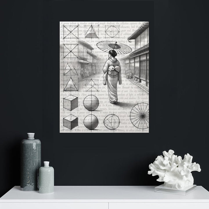 Kyoto - Pencil Sketch on Canvas by Teo Teglia Art