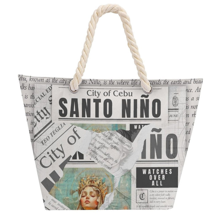 Santo Niño - Hemp Rope Tote Bag by Teo Teglia Art