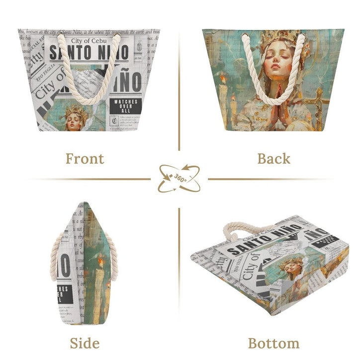 Santo Niño - Hemp Rope Tote Bag by Teo Teglia Art