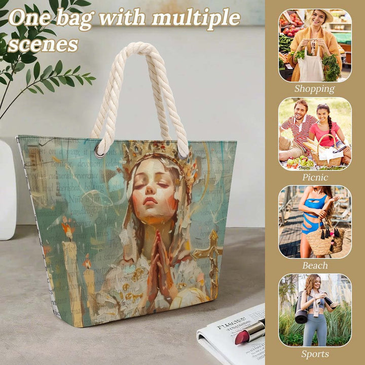 Santo Niño - Hemp Rope Tote Bag by Teo Teglia Art