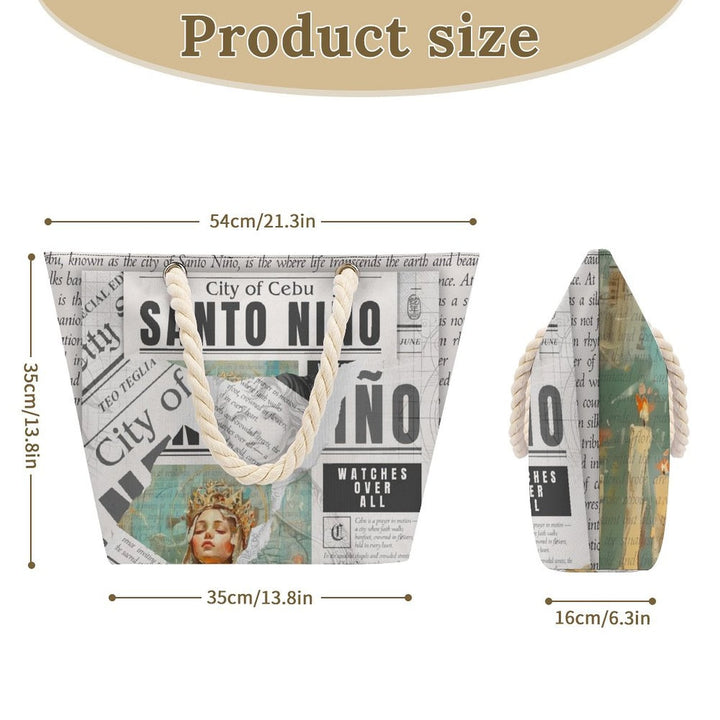 Santo Niño - Hemp Rope Tote Bag by Teo Teglia Art