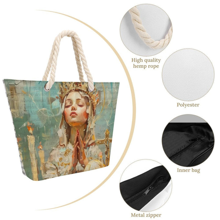 Santo Niño - Hemp Rope Tote Bag by Teo Teglia Art