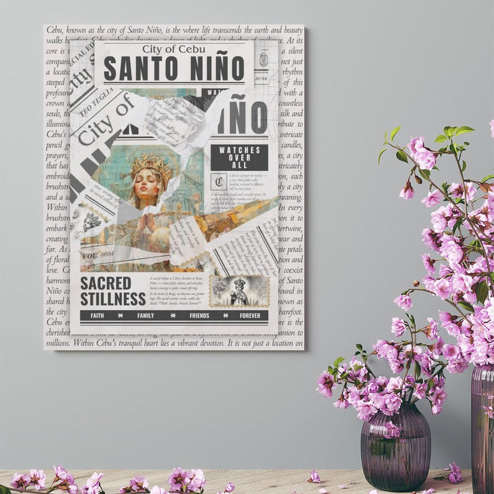 Santo Nino - Torn Collage Canvas by Teo Teglia Art