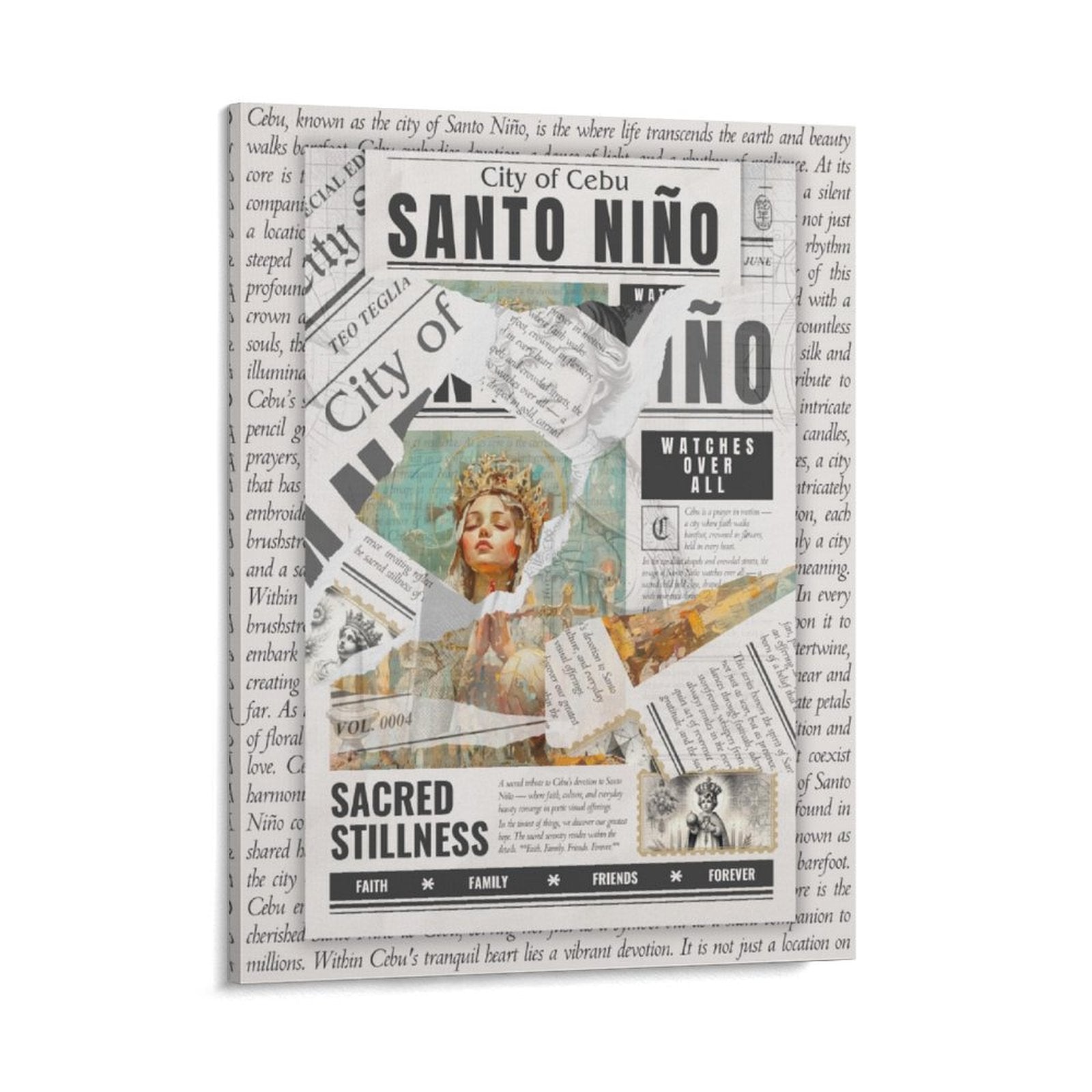 Santo Nino - Torn Collage Canvas by Teo Teglia Art