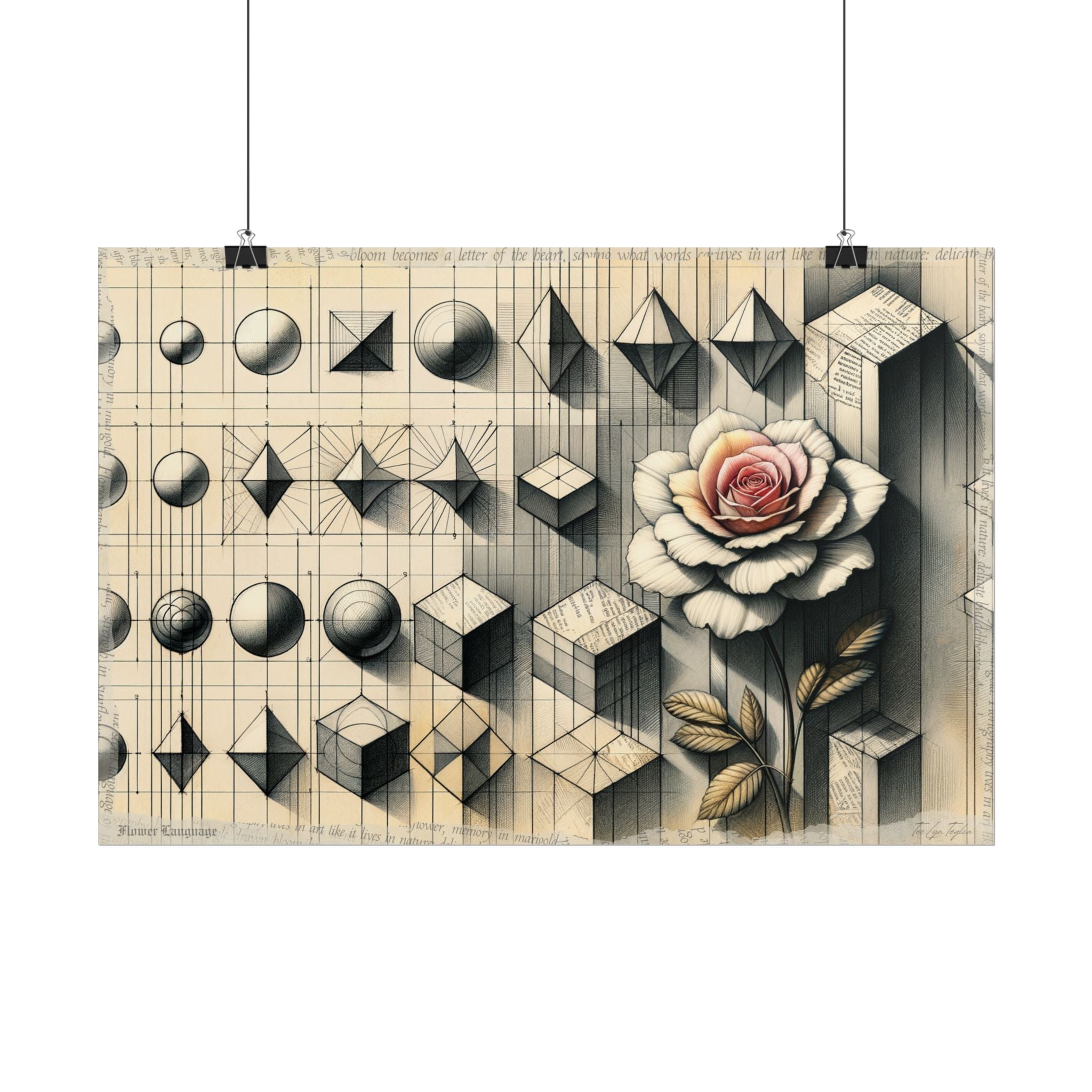 Scribbled Blossom in Geometric Flux - Art Print by Teo Teglia Art