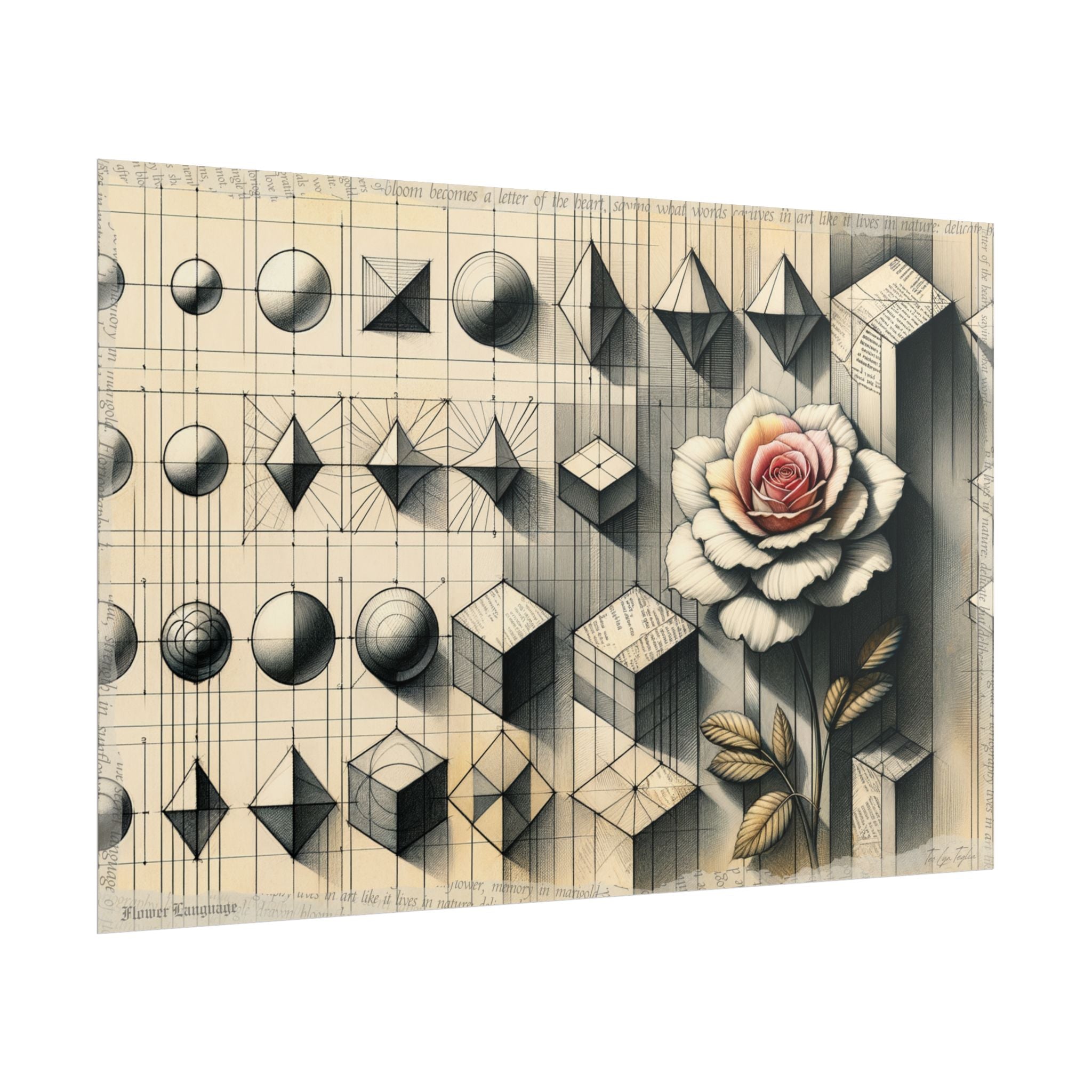 Scribbled Blossom in Geometric Flux - Art Print by Teo Teglia Art
