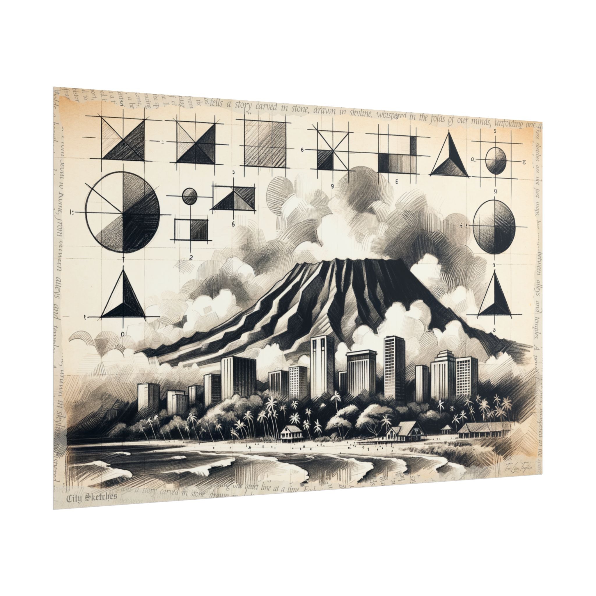 Volcanic Whispers: City Emergence - Art Print by Teo Teglia Art