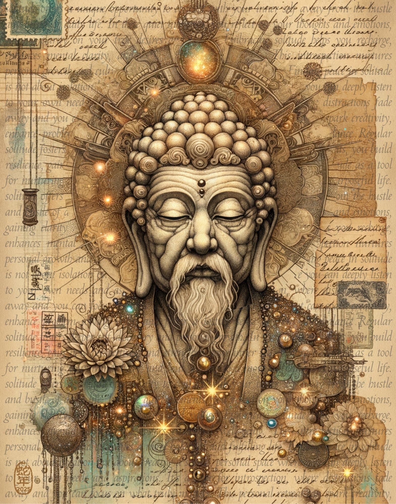 Whispers of Stillness - Buddha Painting Canvas by Teo Teglia Art