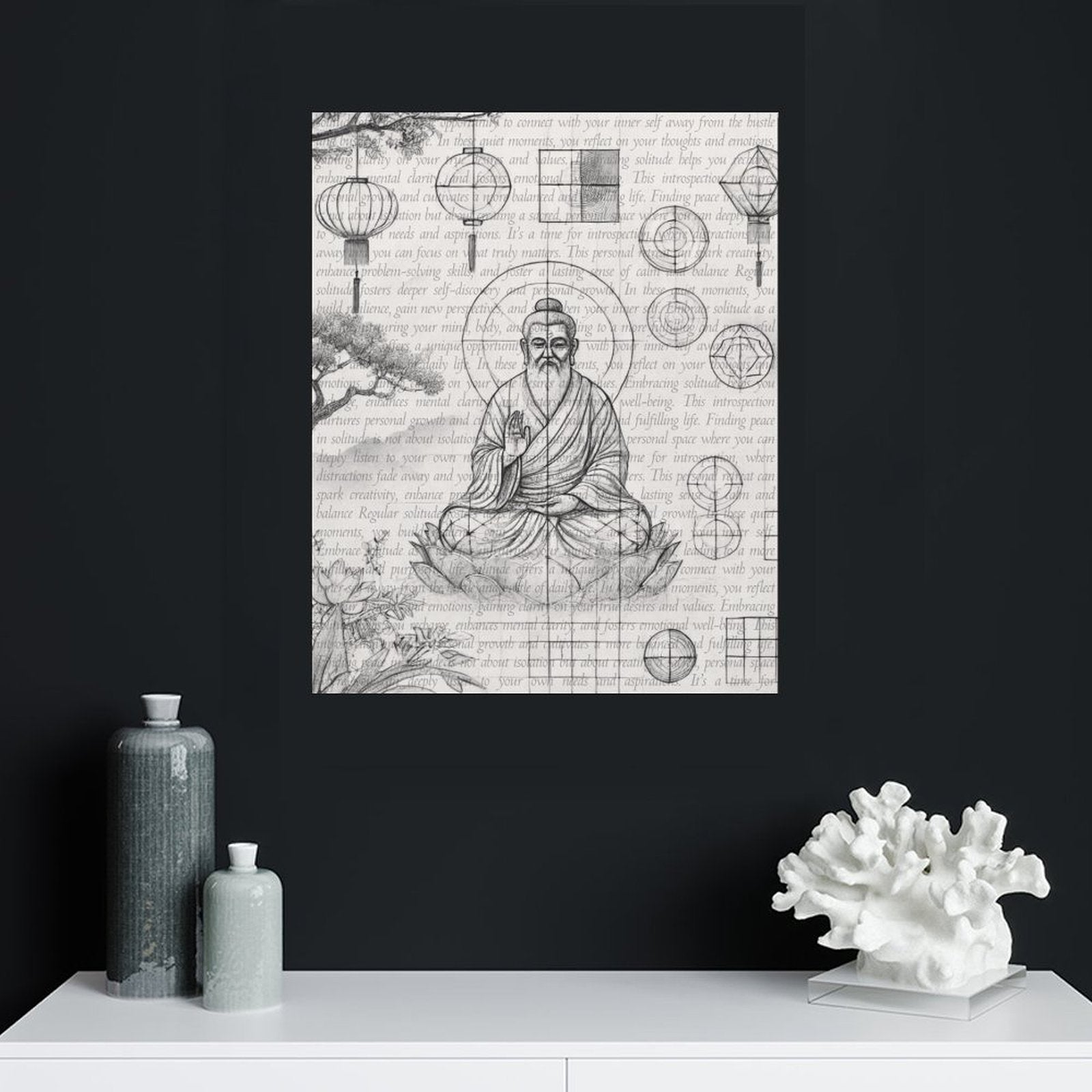 Whispers of Stillness - Pencil Sketch on Canvas by Teo Teglia Art
