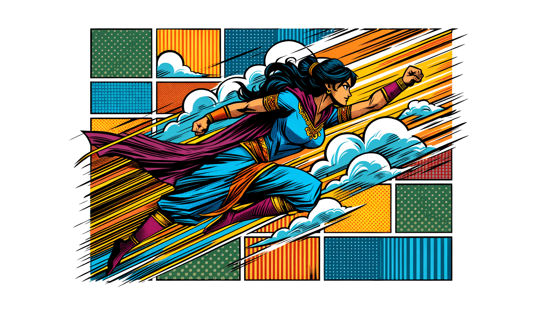 Burst of Color: South Asian Heroine Soars in Comic Art - Teo Teglia Art