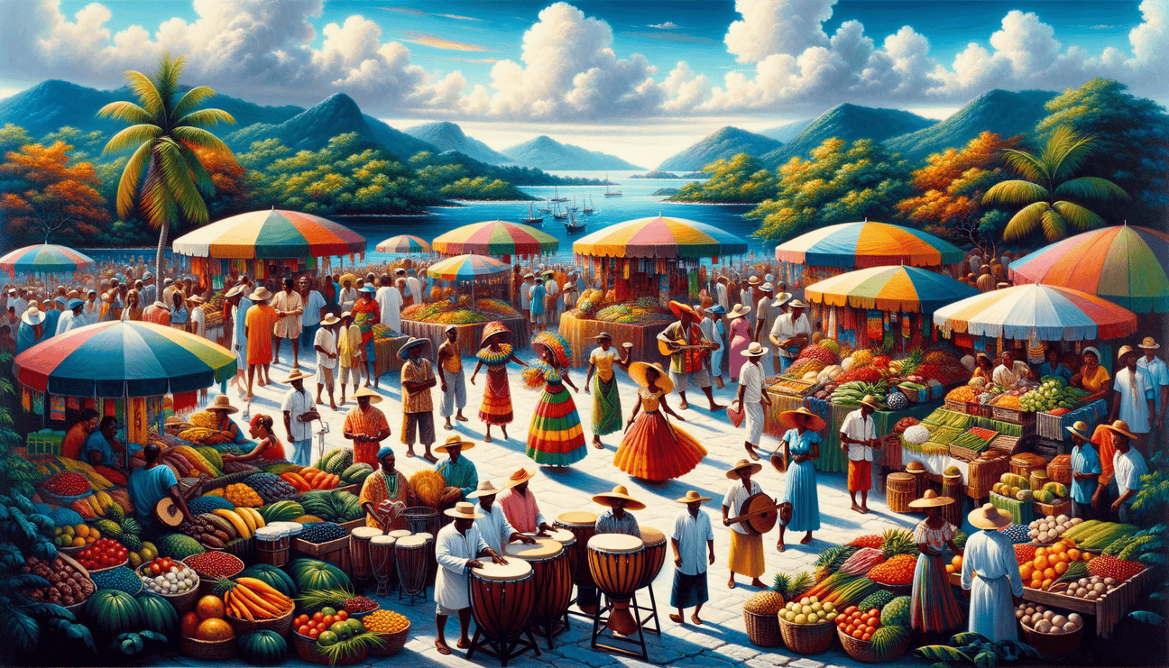 Bustling Rhythms: A Caribbean Market in Color - Teo Teglia Art