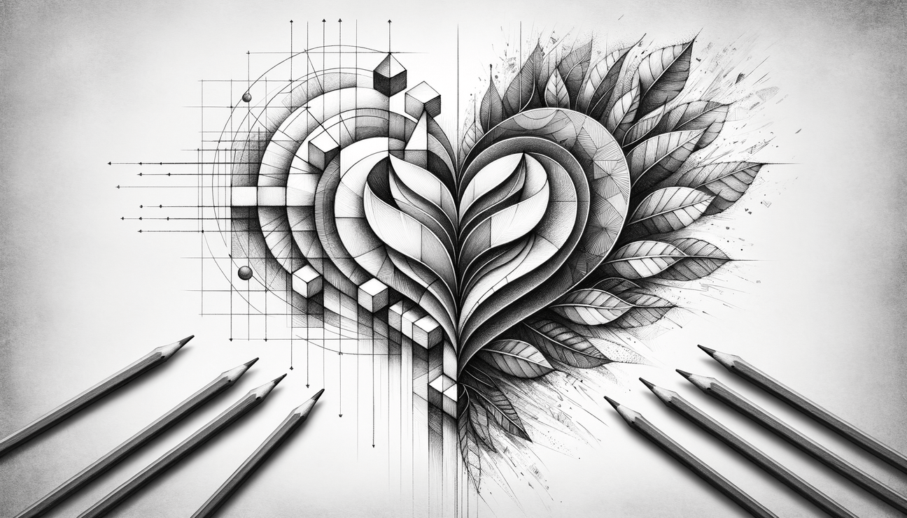 Geometric Gratitude: A Heart's Peaceful Transition in Sketches - Teo Teglia Art