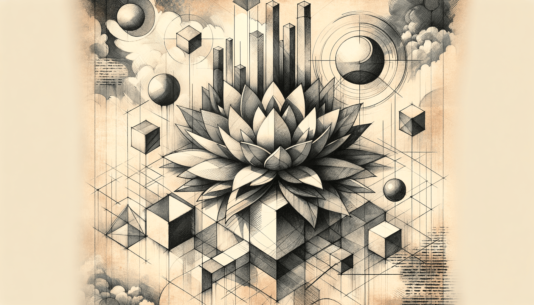 Hibiscus Harmony: A Dreamlike Dance of Unity in Sketches - Teo Teglia Art