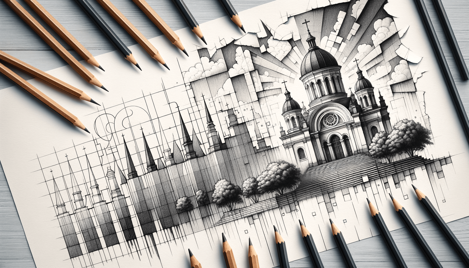 Kyiv's Cathedral: From Shapes to Ukraine in Pencil Strokes - Teo Teglia Art
