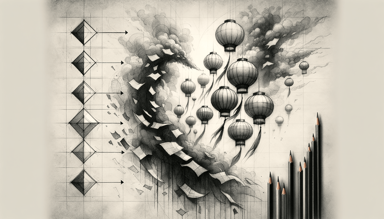 Lantern Dance: A Whirl of Pencil Lines and Wind - Teo Teglia Art