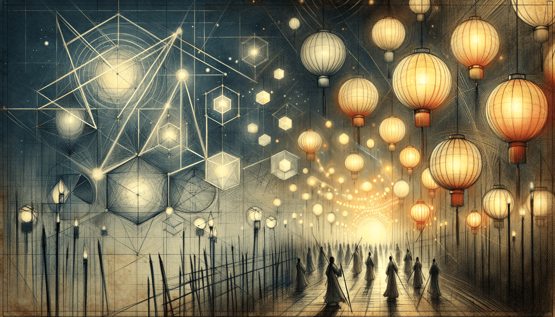 Lantern Lights: Ancient China's Luminous Tradition in Pencil Strokes - Teo Teglia Art