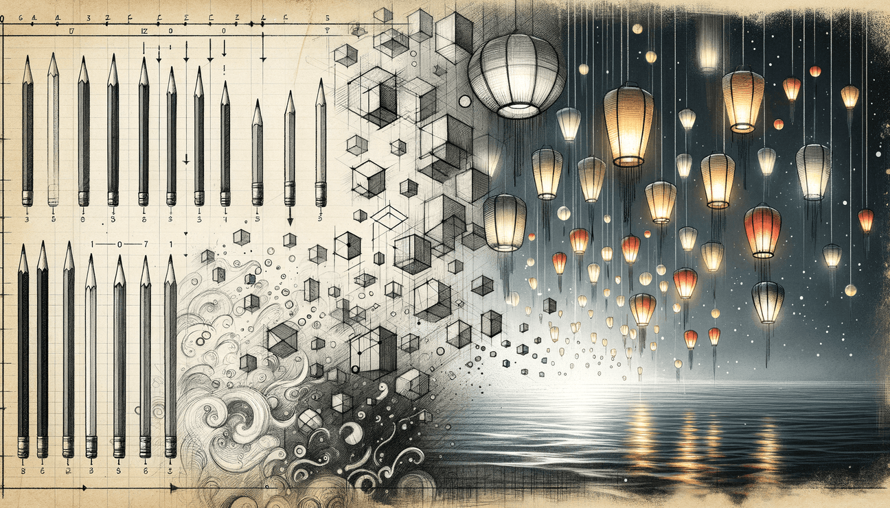 Lanterns Adrift: A Breezy Dance on Sea Waves - Teo Teglia Art