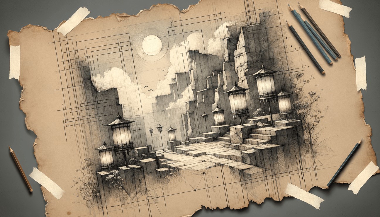 Lanterns on Cliffs: Strength's Enduring Glow - Teo Teglia Art