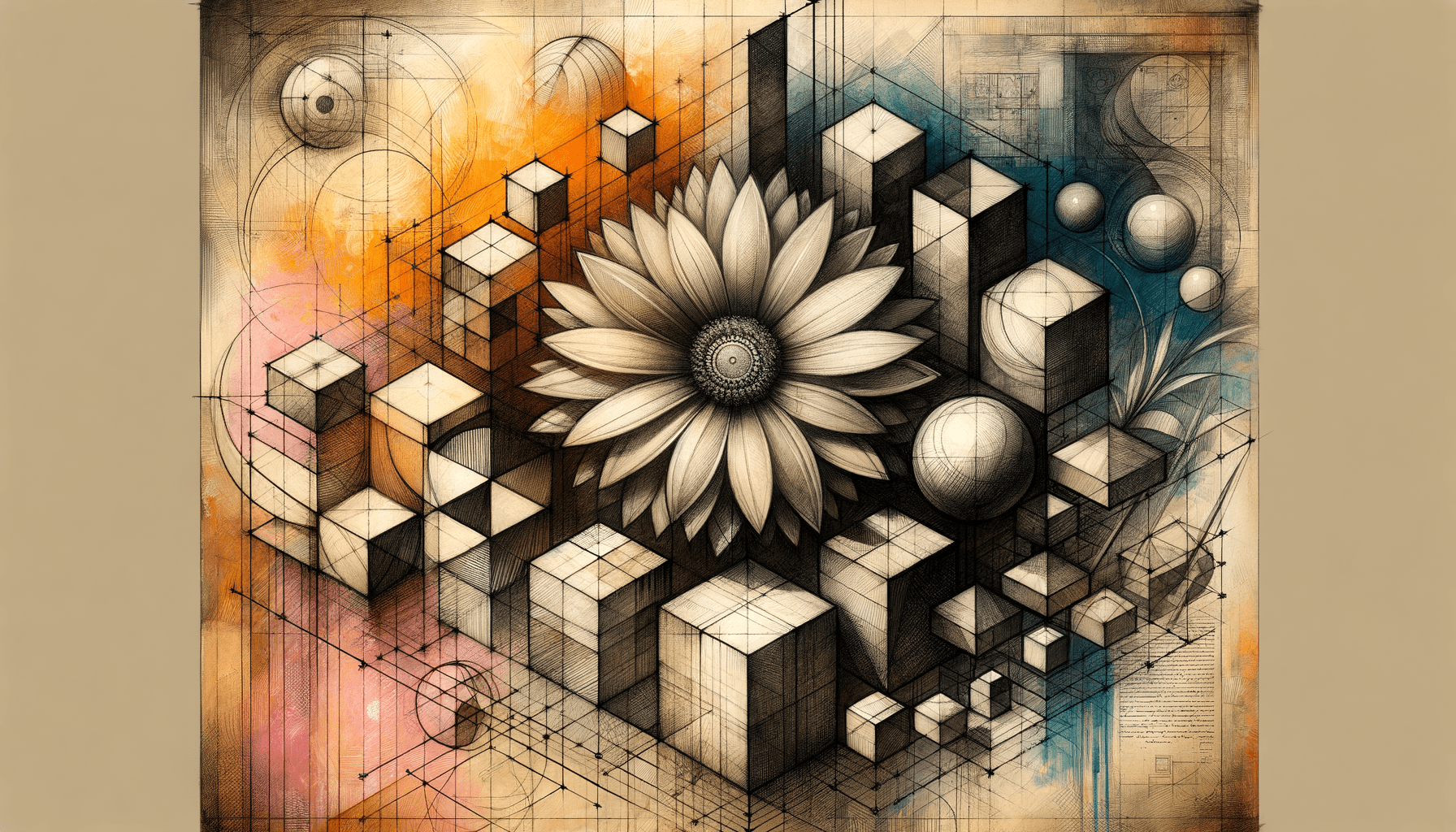 Marigold Memory: A Dreamlike Journey from Geometry to Warmth - Teo Teglia Art