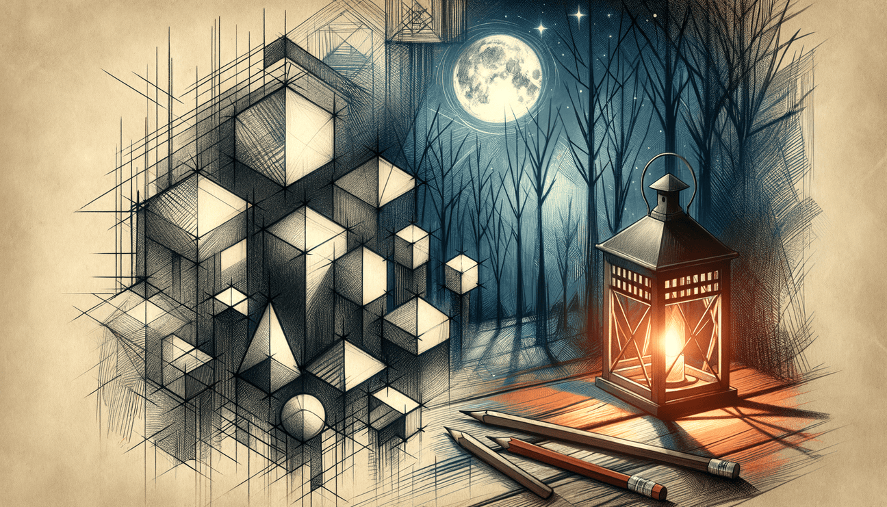 Moonlit Whisper: Lanterns Amidst the Forest Mist - Teo Teglia Art