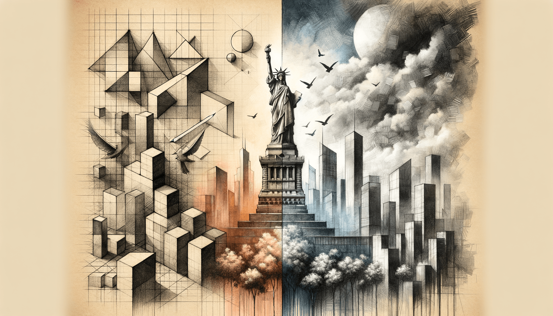 New York City: From Basic Shapes to Freedom's Sketch - Teo Teglia Art