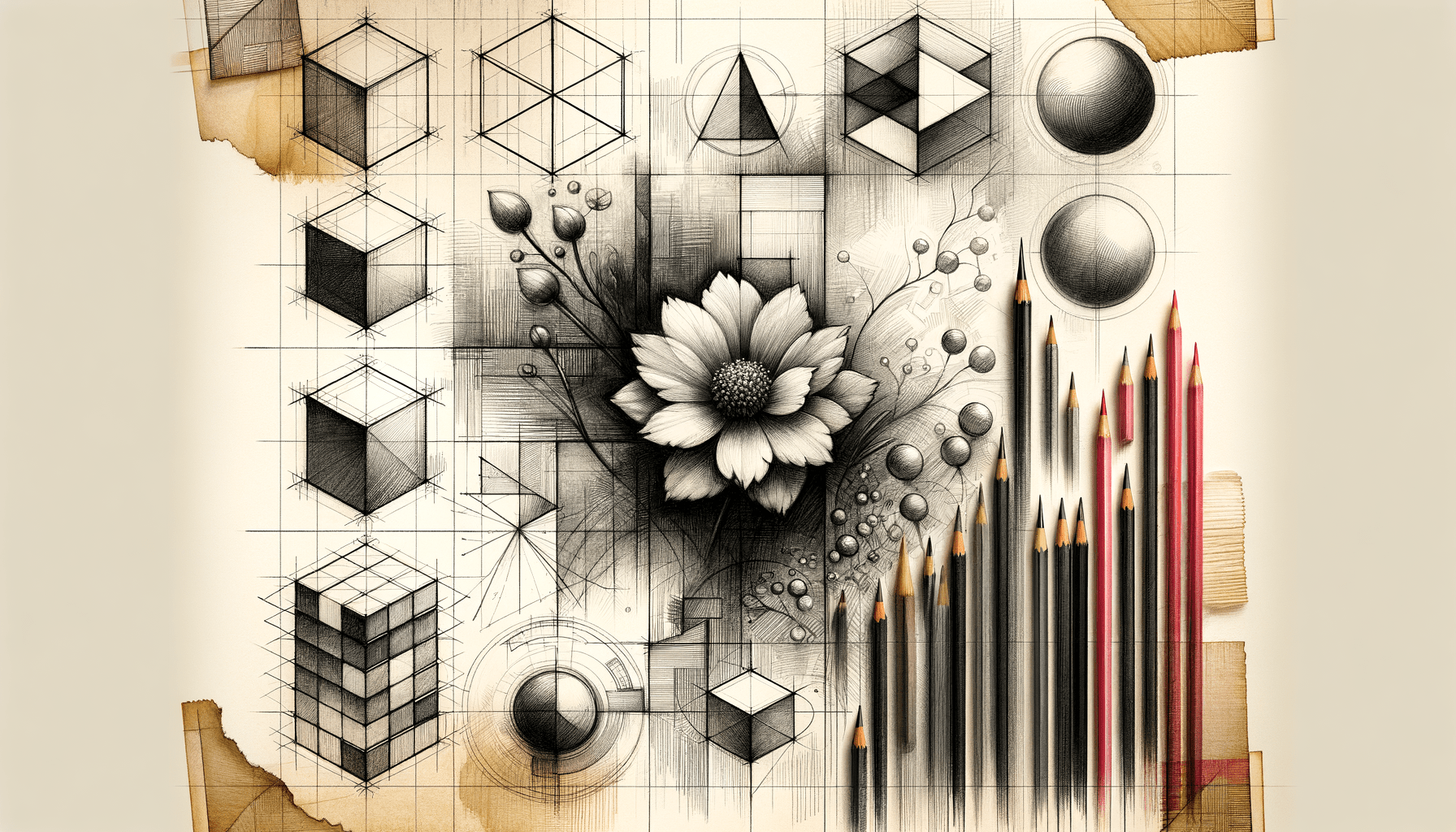 Orchid Elegance: From Geometry to Luxury in Dreamlike Sketches - Teo Teglia Art