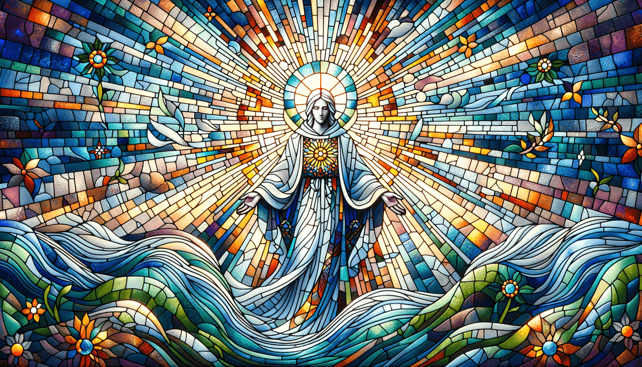 Shimmering Saint: A Symphony in Stained Glass - Teo Teglia Art