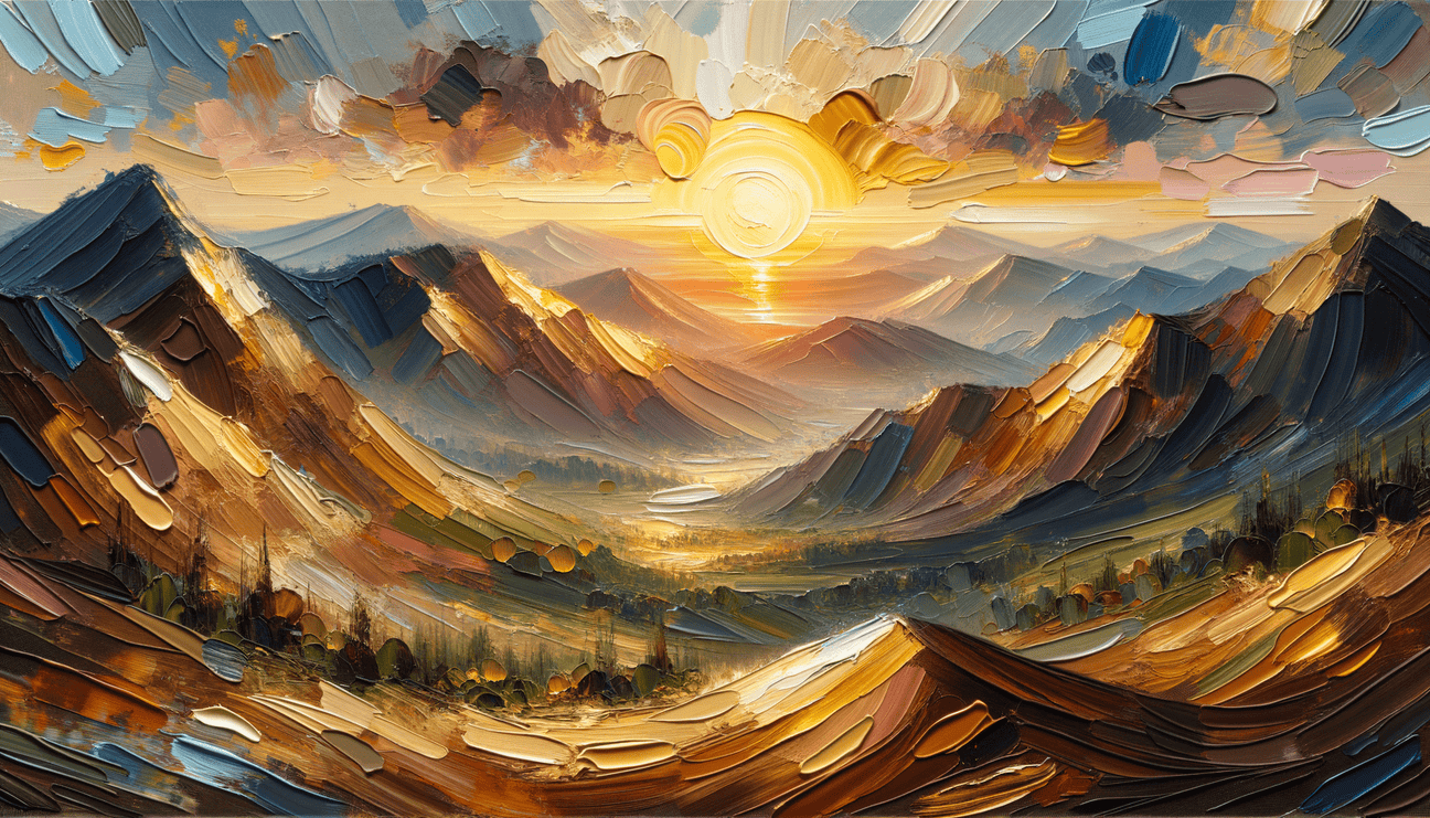 Sunrise Symphony: A Bold Dance of Impasto Colors - Teo Teglia Art