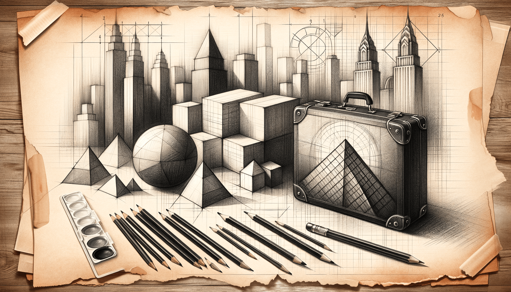 Urban Sketches: From Simple Geometries to City Skyline Suitcase - Teo Teglia Art