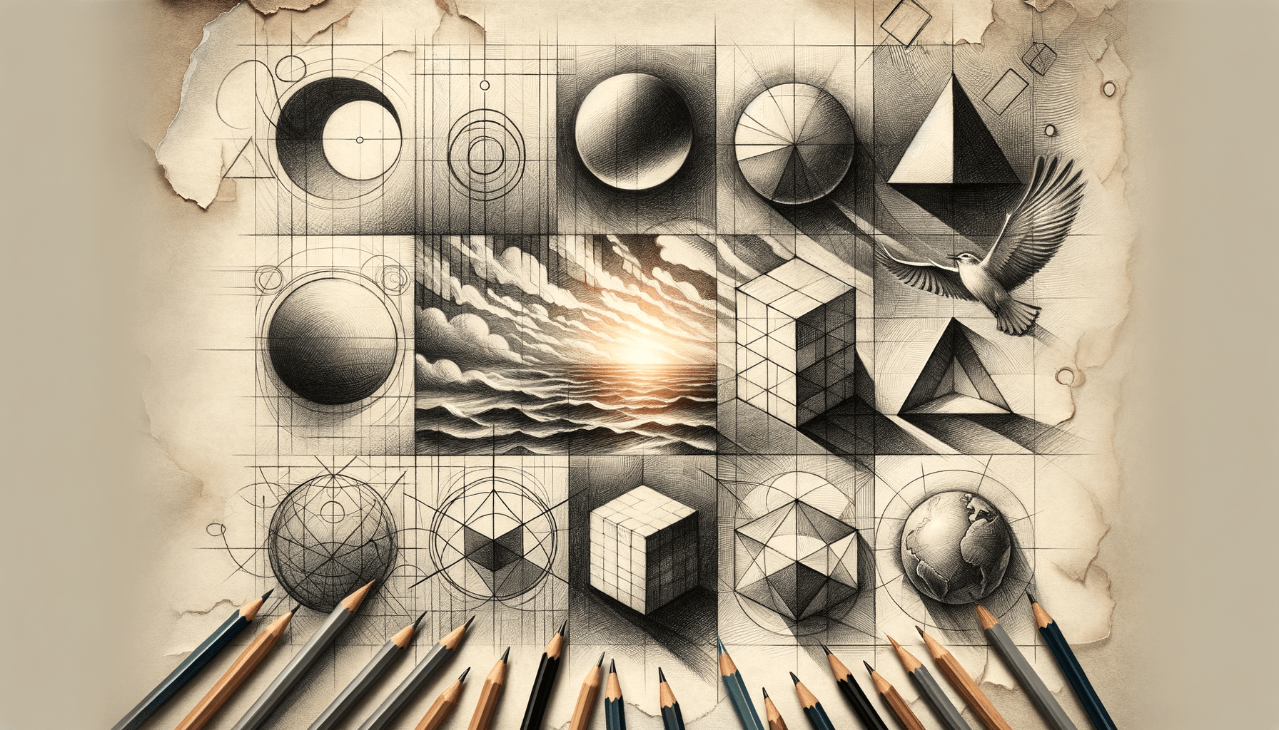 Whispers of Peace: A Paper Boat's Journey Across a Pencil-Sketched Lake - Teo Teglia Art