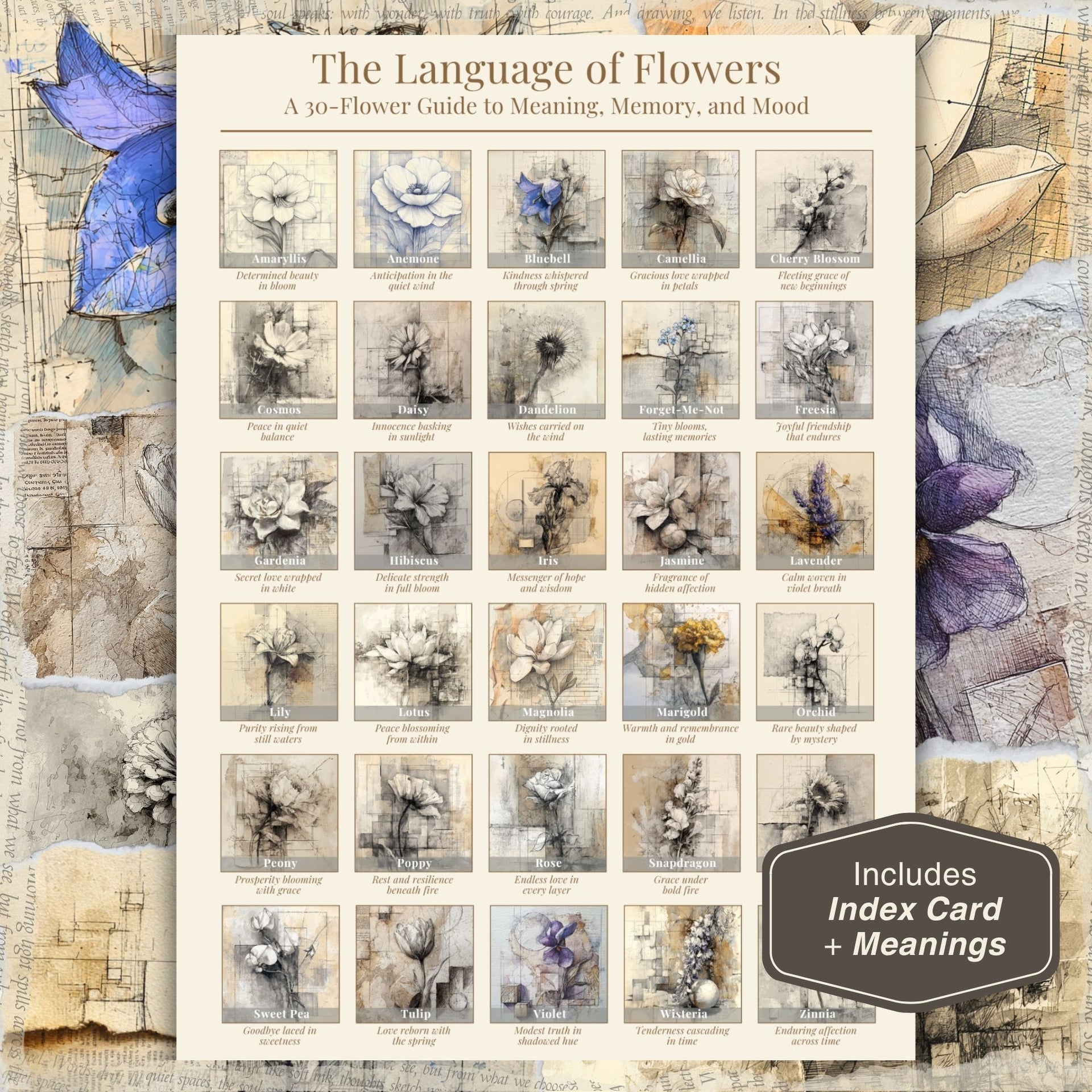 Freebie Flower Language Scrapbook Kit - 10 Pack